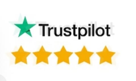 Trustpilot logo with five gold stars representing a perfect 5-star rating
